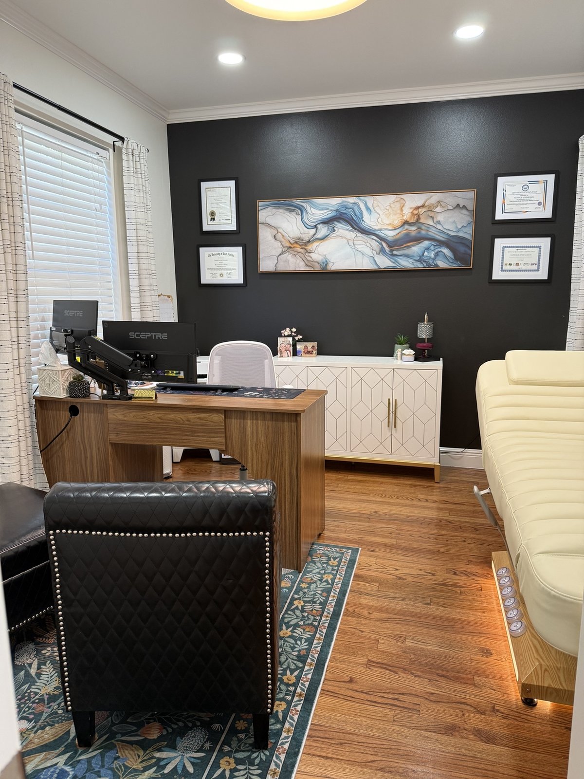 Nathalie Hormone Health office in Pensacola, Florida — a private consultation room with a warm, calm clinical setting